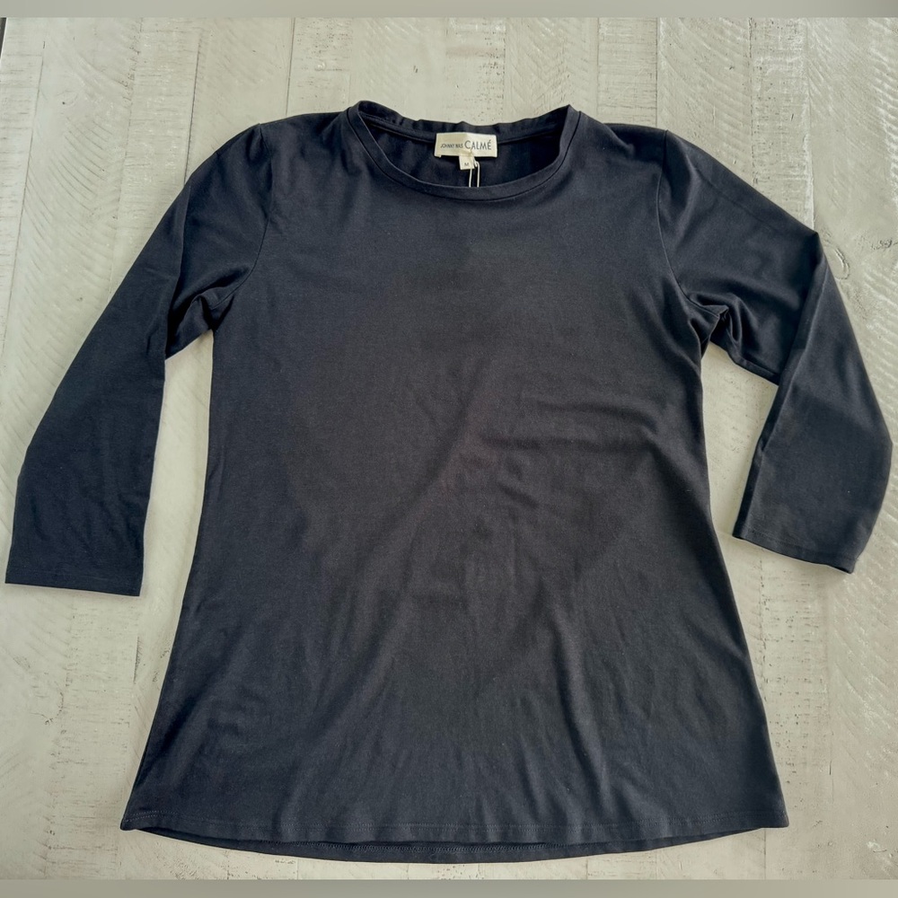 Johnny Was Calme Soft Organic Cotton Blend  Black Long Sleeve Top sz Medium NWT